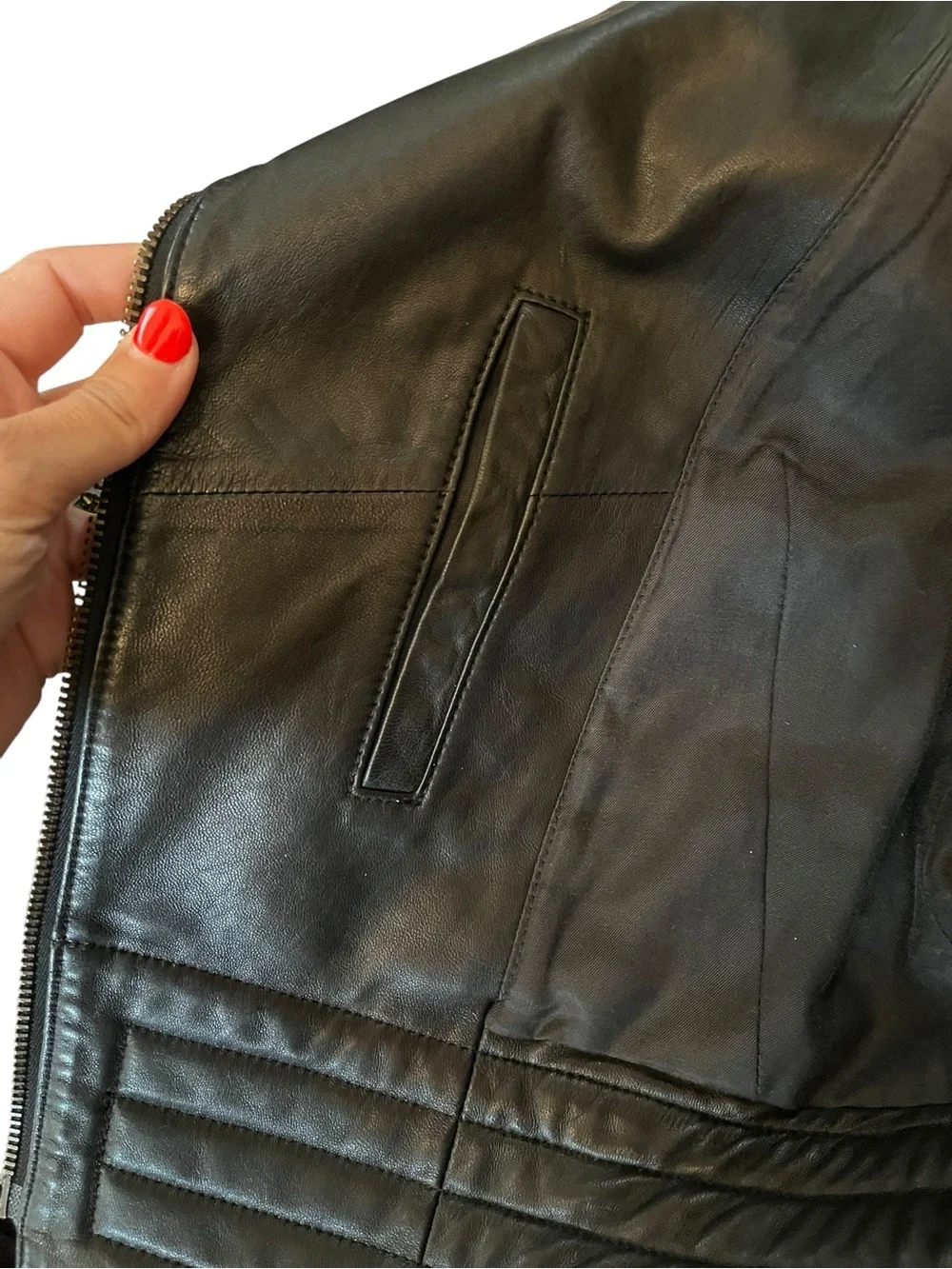 Rag & Bone Clare Lambskin Leather Moto Biker Jacket – Black – Size 2